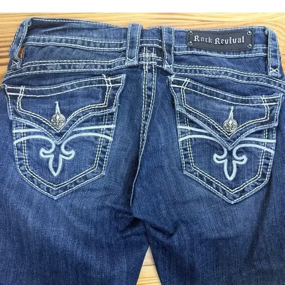 ROCK REVIVAL Y2K Low Rise Heather Boot Cut Flare Denim Jeans, Size 28x32 - Picture 10 of 11